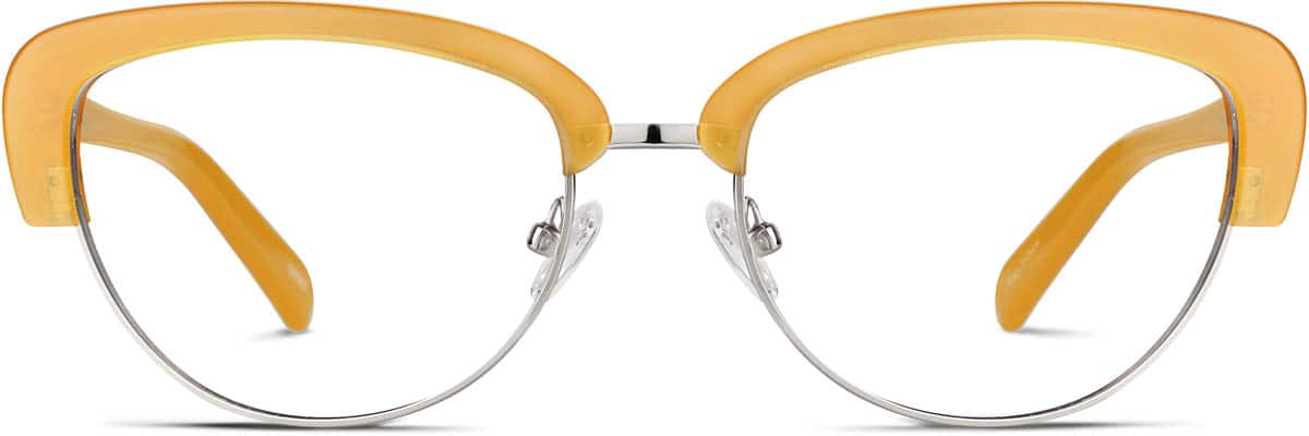 Front view of Browline Glasses 193922 in Yellow