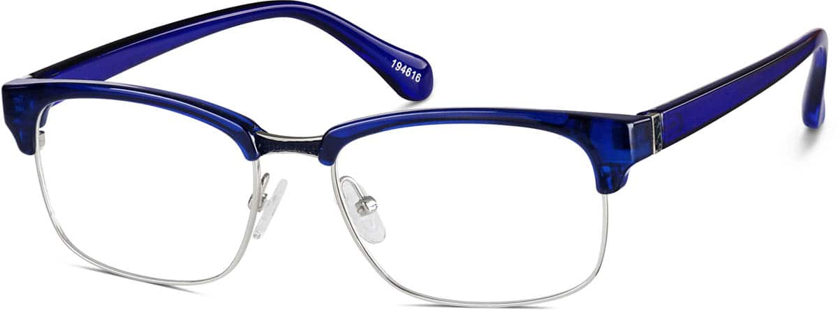 Angle view of Browline Glasses 194616 in Blue