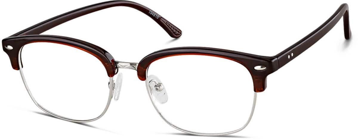 Angle view of Browline Glasses 194815 in Brown