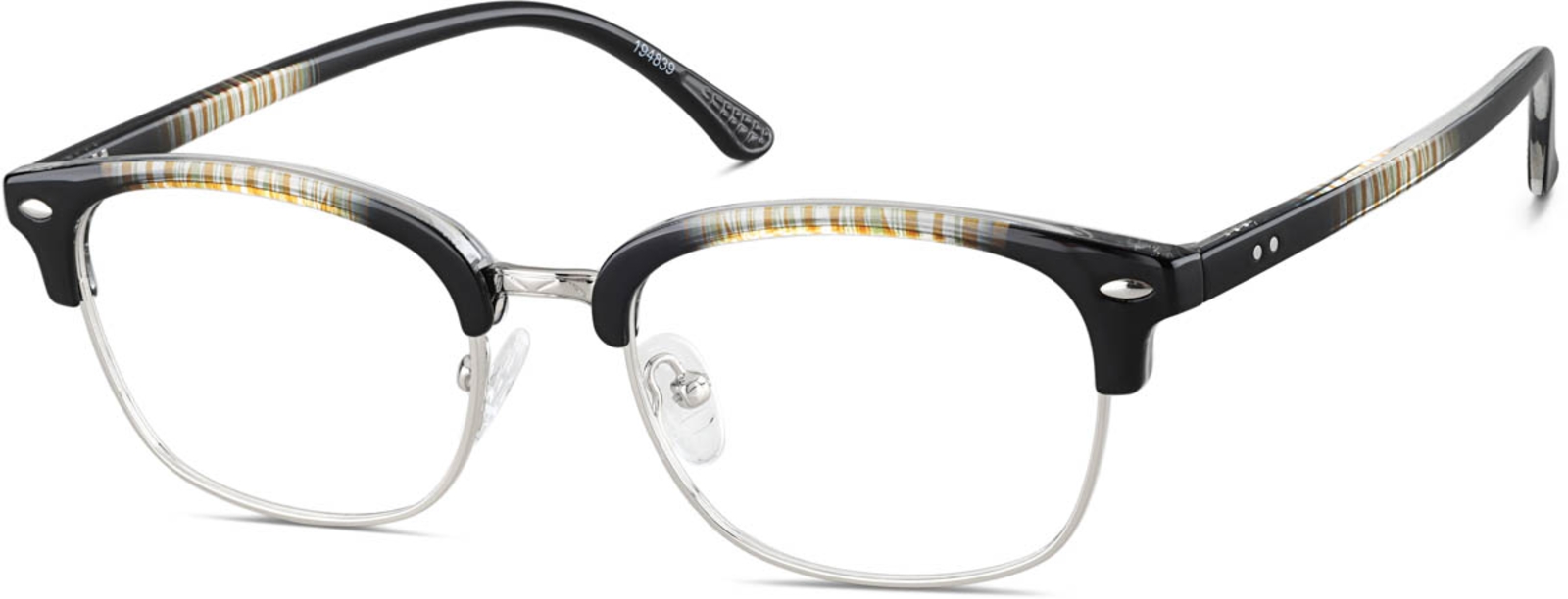 Zenni Retro Browline Prescription Glasses Pattern Mixed Full Rim Frame