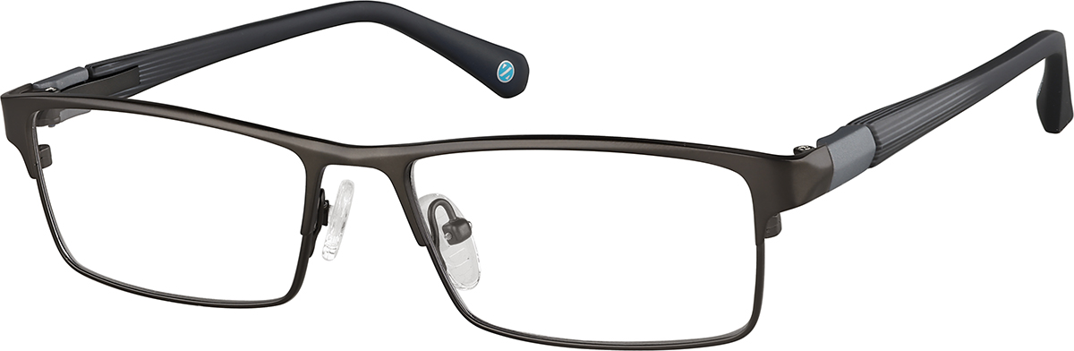Zenni Mens Classic Rectangle Prescription Glasses Gray Titanium Full Rim Frame