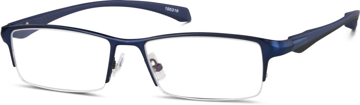 Angle view of Rectangle Glasses 195316 in Blue