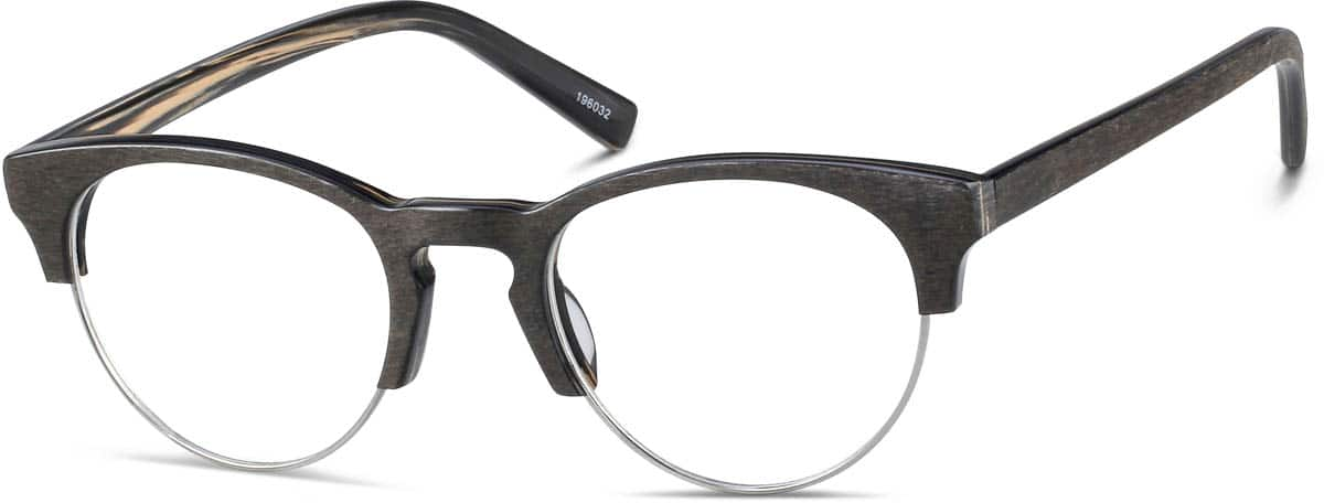 Angle view of Browline Glasses 196032 in Wood Texture