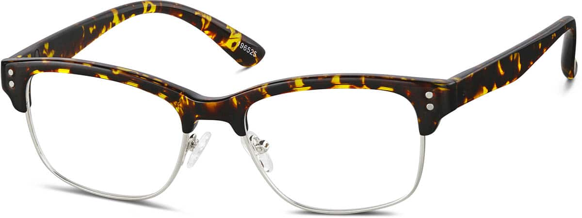 Angle view of Wilshire Browline Eyeglasses 196525 in Tortoiseshell