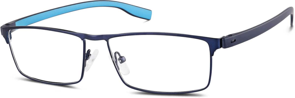 Angle view of Rectangle Glasses 196916 in Blue