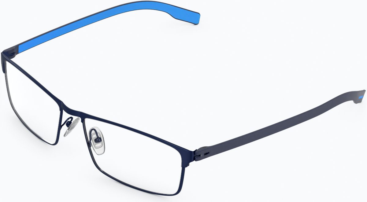 Angle view of Rectangle Glasses 196916 in Blue thumbnail