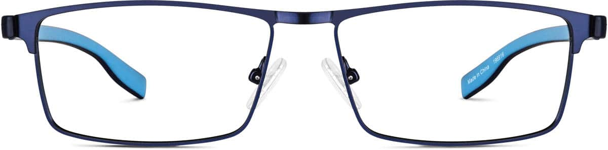 Front view of Rectangle Glasses 196916 in Blue