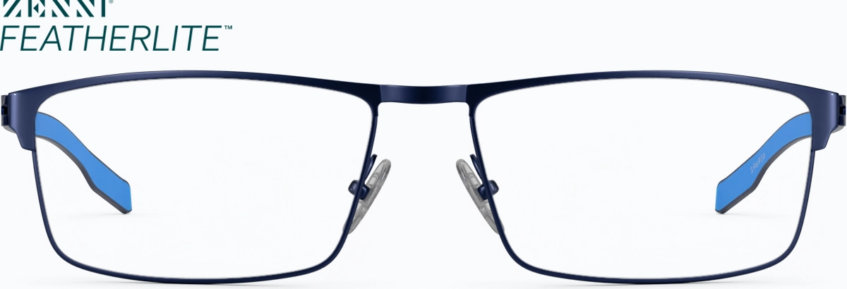 Front view of Rectangle Glasses 196916 in Blue thumbnail