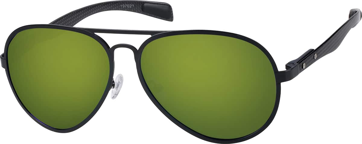 Angle view of Premium Aviator Sunglasses 197021 in Black