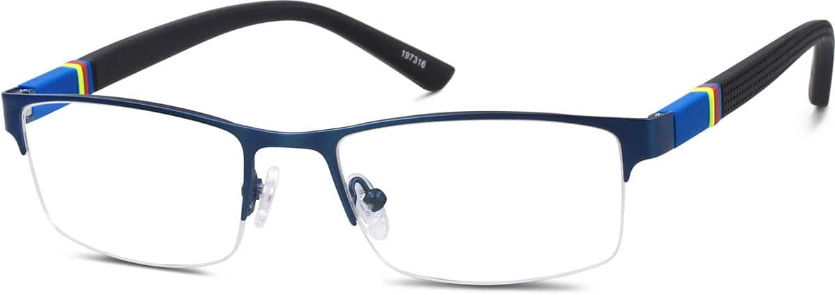 Angle view of Rectangle Glasses 197316 in Blue