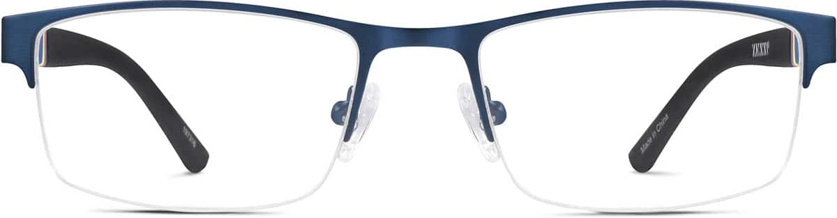 Front view of Rectangle Glasses 197316 in Blue