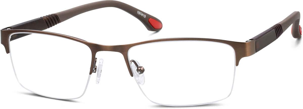 Angle view of Rectangle Glasses 197415 in Brown