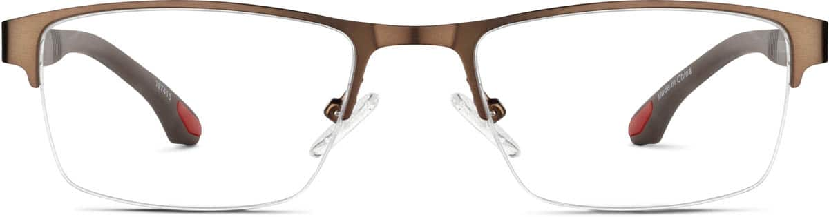 Front view of Rectangle Glasses 197415 in Brown