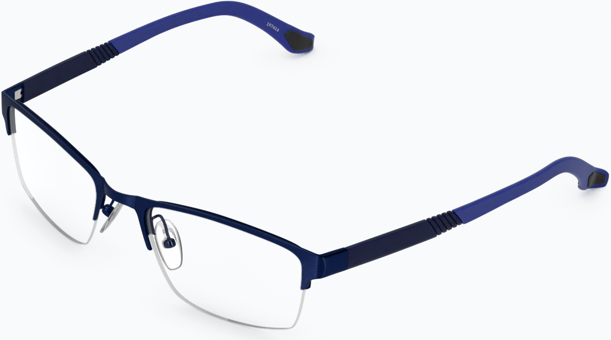 Angle view of Rectangle Glasses 197416 in Blue thumbnail