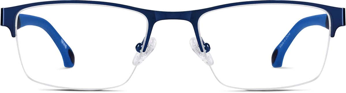 Blue half rim glasses on sale