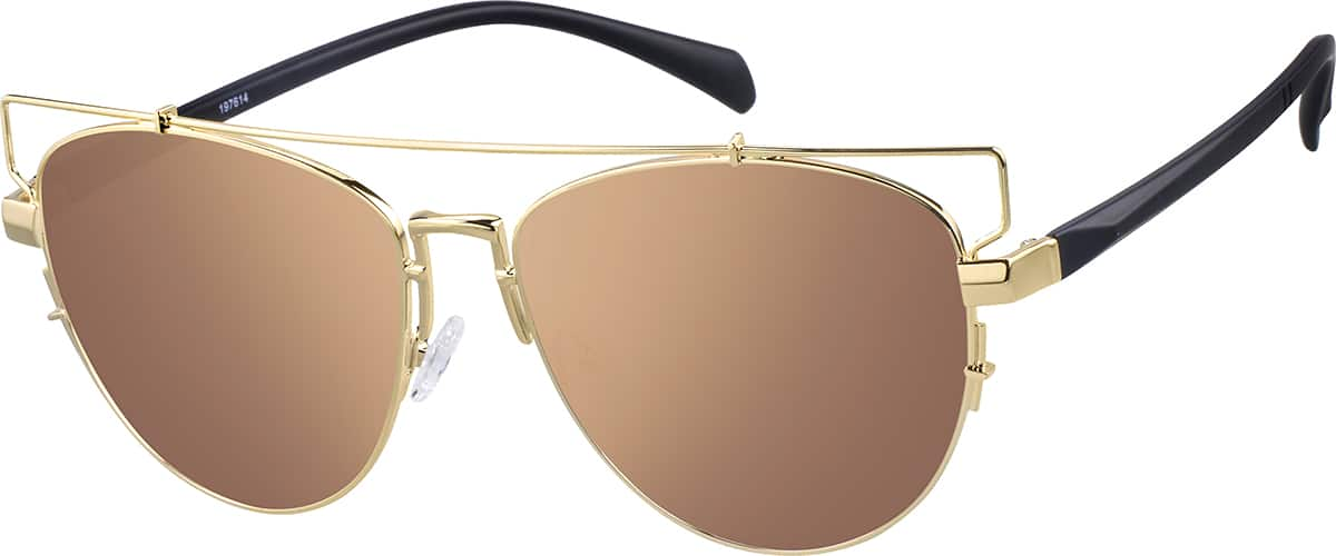 Angle view of Premium Aviator Sunglasses 197614 in Gold