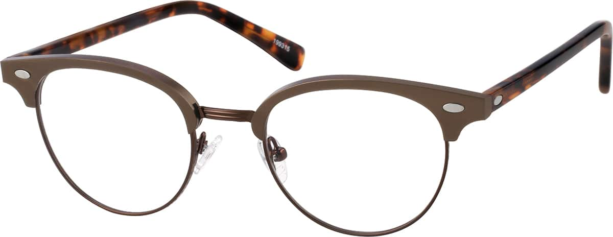 Angle view of Browline Glasses 199315 in Brown