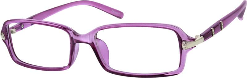 Angle view of Rectangle Glasses 200517 in Purple