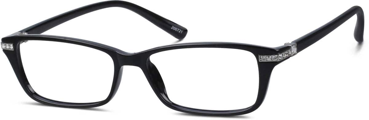 Angle view of Rectangle Glasses 200721 in Black