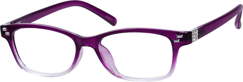 Angle view of Rectangle Glasses 200817 in Purple