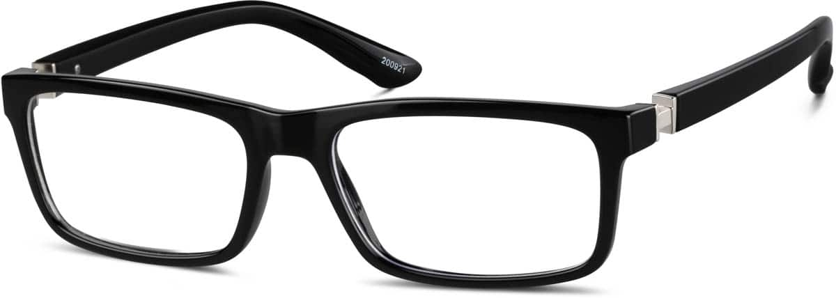 Angle view of Rectangle Glasses 200921 in Black