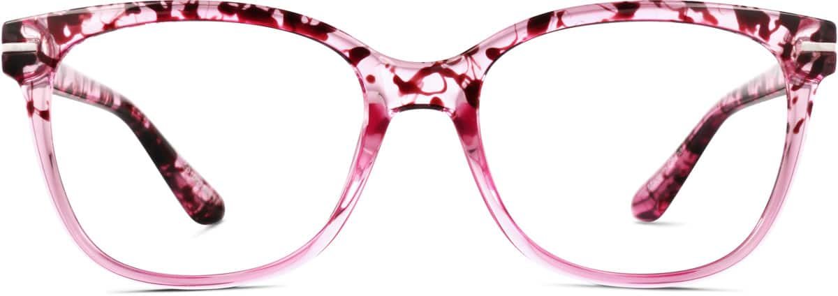 Front view of Square Glasses 2010017 in Pink