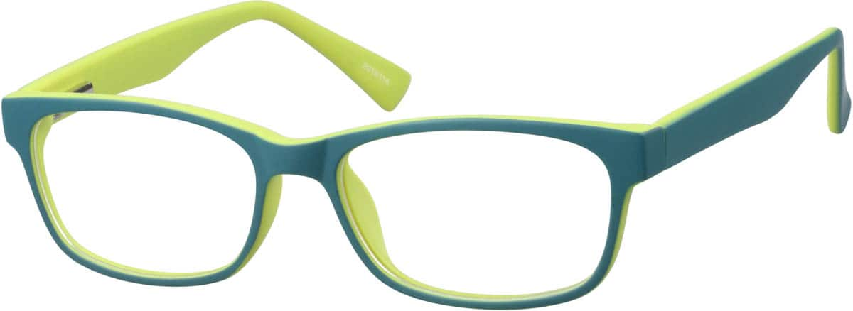 Angle view of Kids' Rectangle Glasses 2010116 in Green