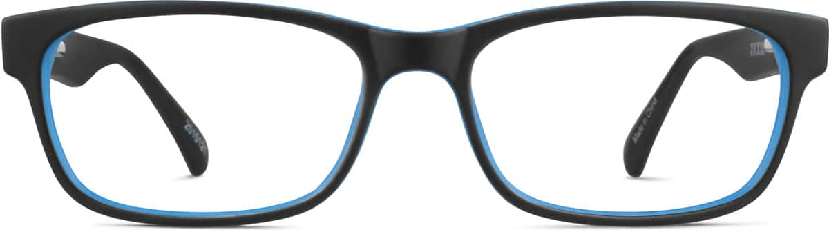 Front view of Kids' Rectangle Glasses 2010121 in Black