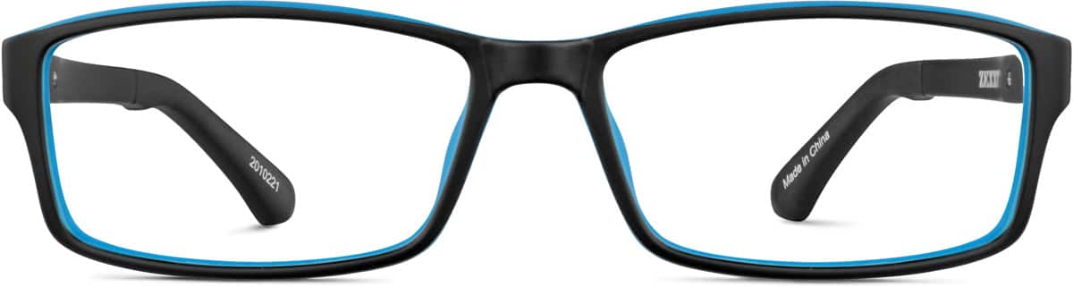 Front view of Kids’ Rectangle Glasses 2010221 in Black