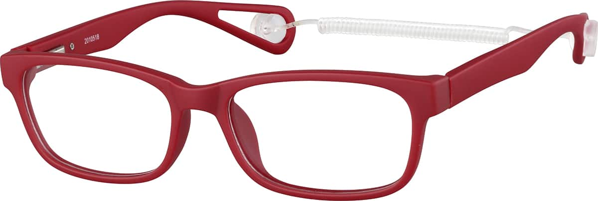 Angle view of Kid's Rectangle Glasses 2010518 in Red