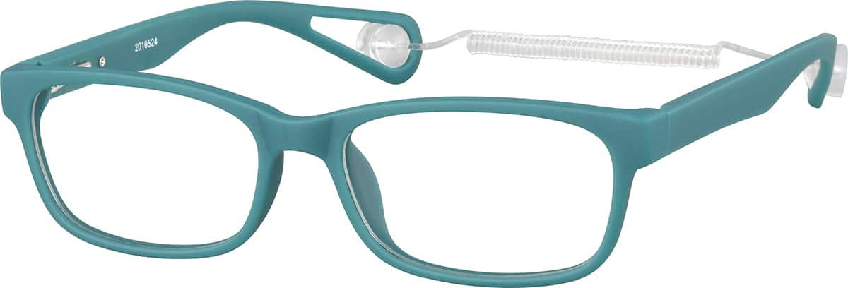 Angle view of Kid's Rectangle Glasses 2010524 in Teal