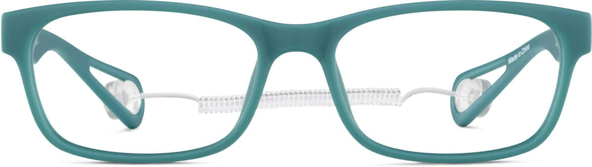 Front view of Kid's Rectangle Glasses 2010524 in Teal