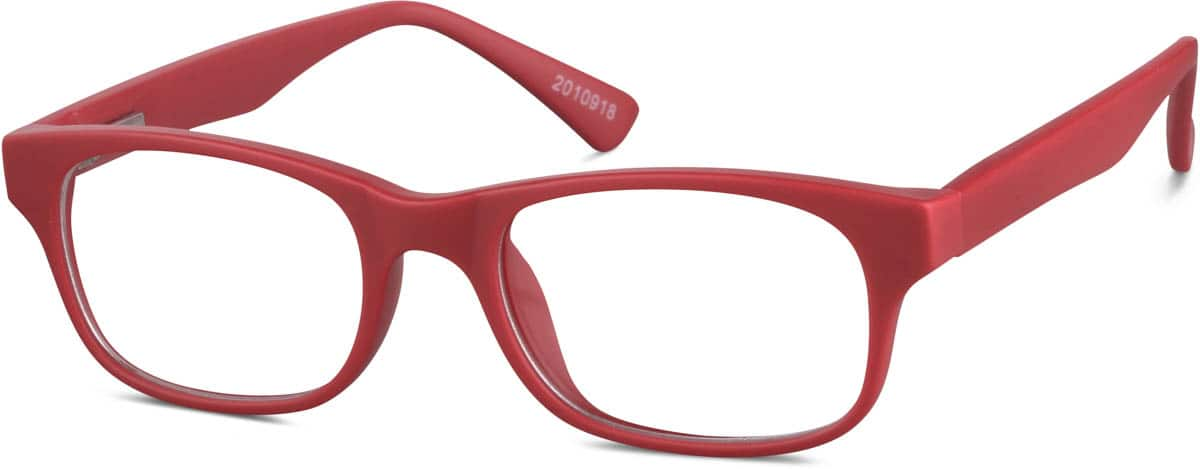 Angle view of Kids' Rectangle Glasses 2010918 in Red