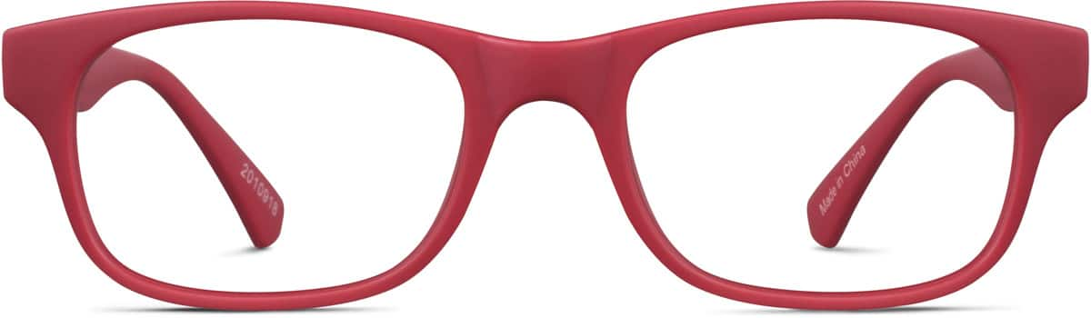 Front view of Kids' Rectangle Glasses 2010918 in Red