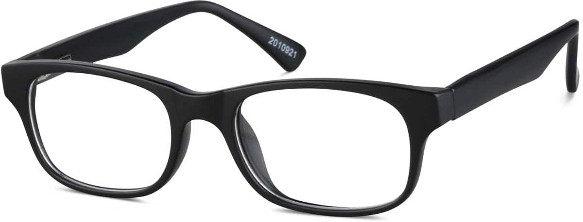 Angle view of Kids' Rectangle Glasses 2010921 in Black