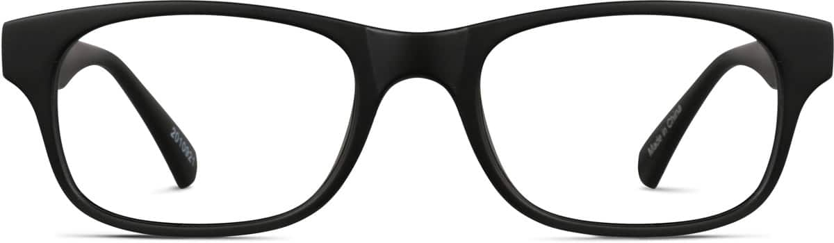 Front view of Kids' Rectangle Glasses 2010921 in Black