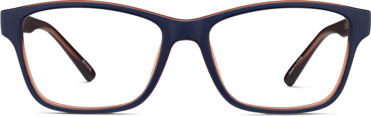 Front view of Kids' Square Glasses 2011016 in Dark Blue