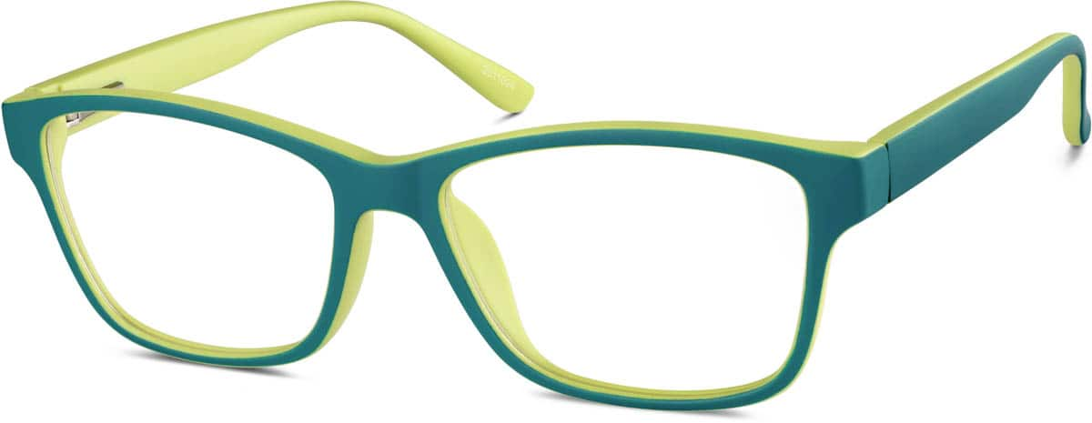 Angle view of Kids' Square Glasses 2011024 in Green