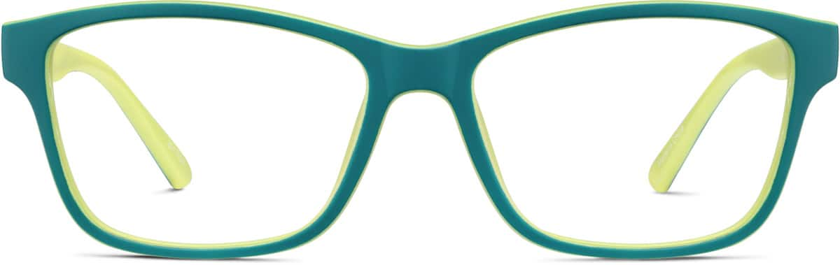 Front view of Kids' Square Glasses 2011024 in Green