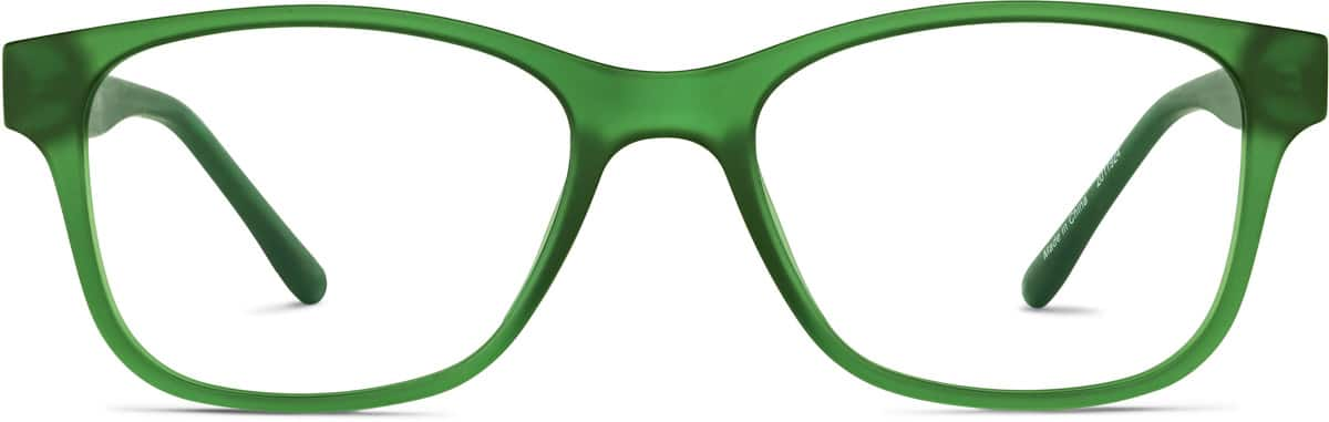 Front view of Kids' Square Glasses 2011924 in Moss