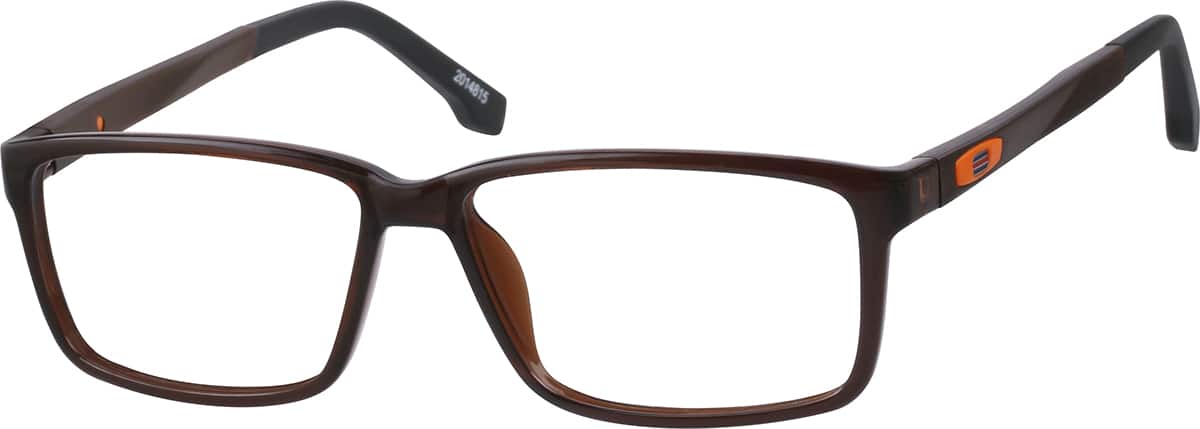 Angle view of Rectangle Glasses 2014815 in Brown