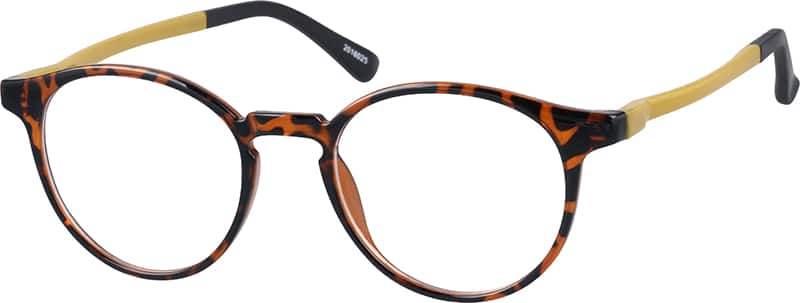 Angle view of Round Glasses 2016025 in Tortoiseshell