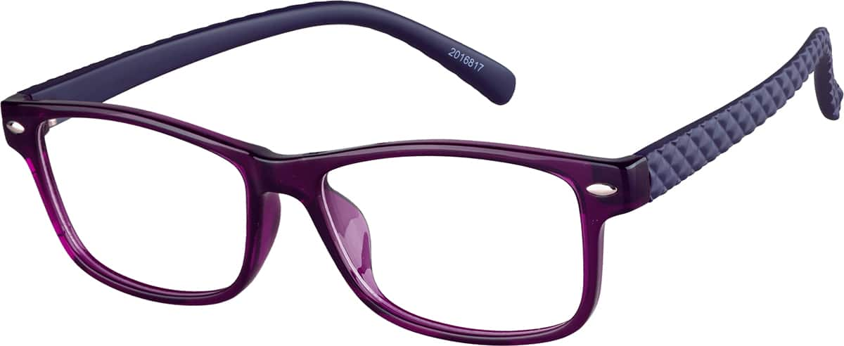 Angle view of Rectangle Glasses 2016817 in Grape