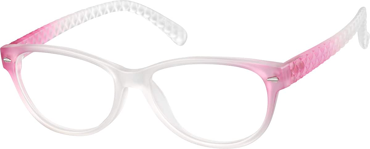 Angle view of Oval Glasses 2017117 in Pink Frost