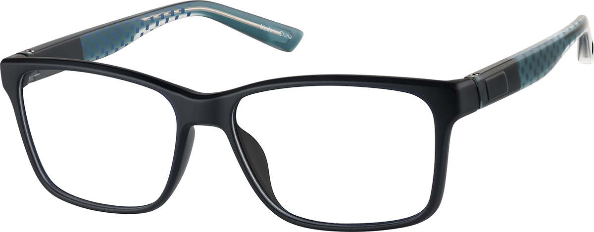 Zenni Preppy Square Prescription Glasses Blue Plastic Full Rim Frame