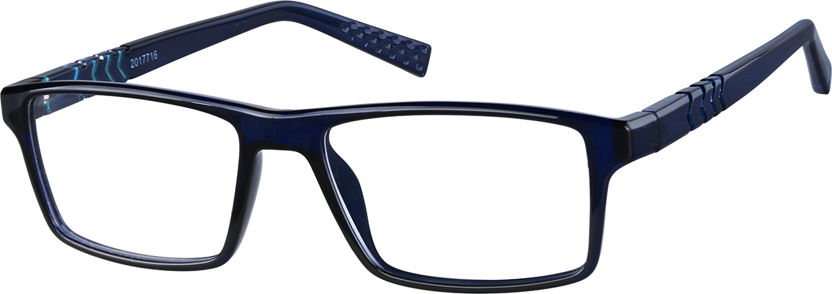 Zenni Men's Sporty Rectangle Prescription Glasses Blue Plastic Full Rim Frame