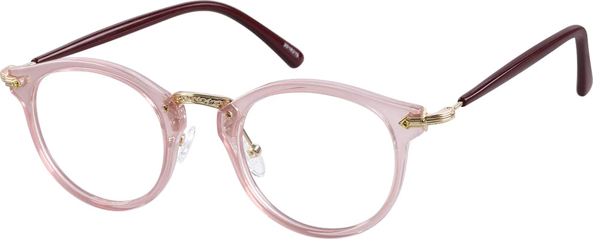 Angle view of Round Glasses 2018219 in Pink