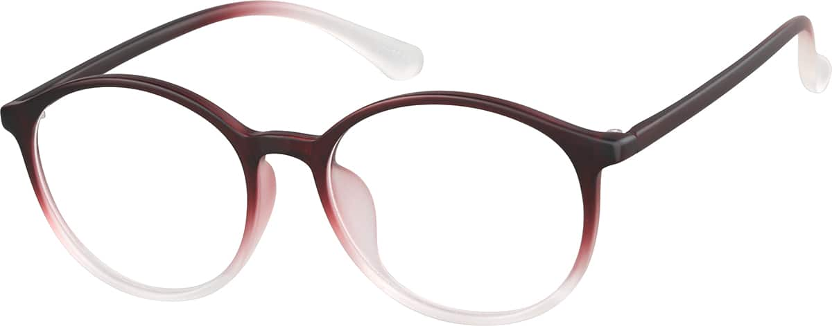 Angle view of Round Glasses 2018618 in Cranberry