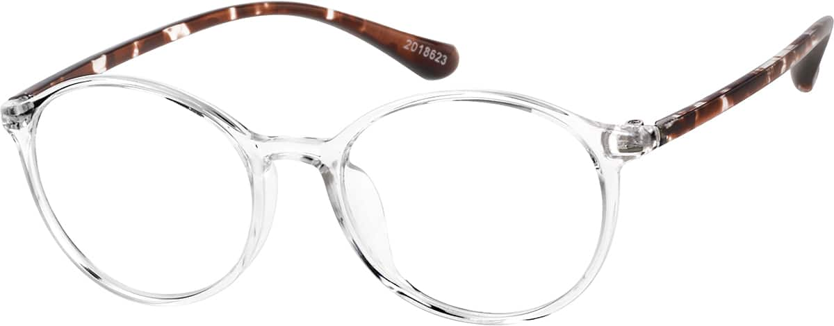 Angle view of Round Glasses 2018623 in Clear