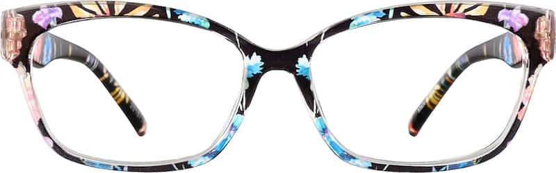 Black Floral Cat-Eye Glasses 